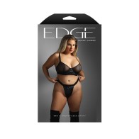 Fantasy Lingerie Edge Quilted Bra and Crotchless Panty Queen Size