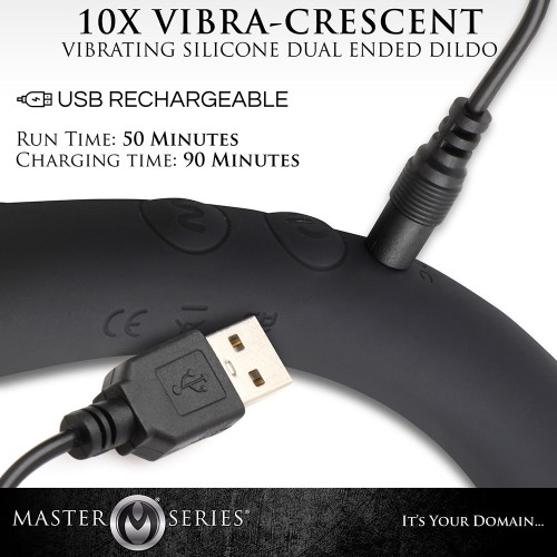 Master Series 10X Vibra-Crescent Silicone Dildo Black