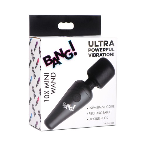 BANG 10X Varita Mini de Silicona Negra - Potente Compañero de Viaje