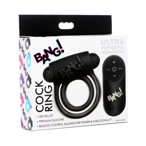 BANG! Anillo de silicona con control remoto y bullet negro