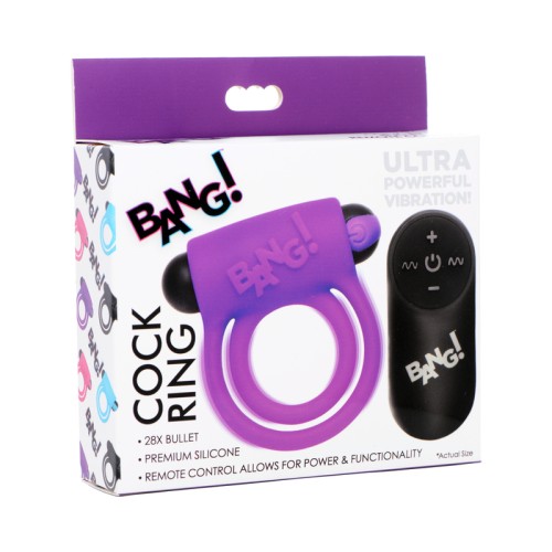 BANG! Anillo de Silicona y Bullet con Control Remoto Morado