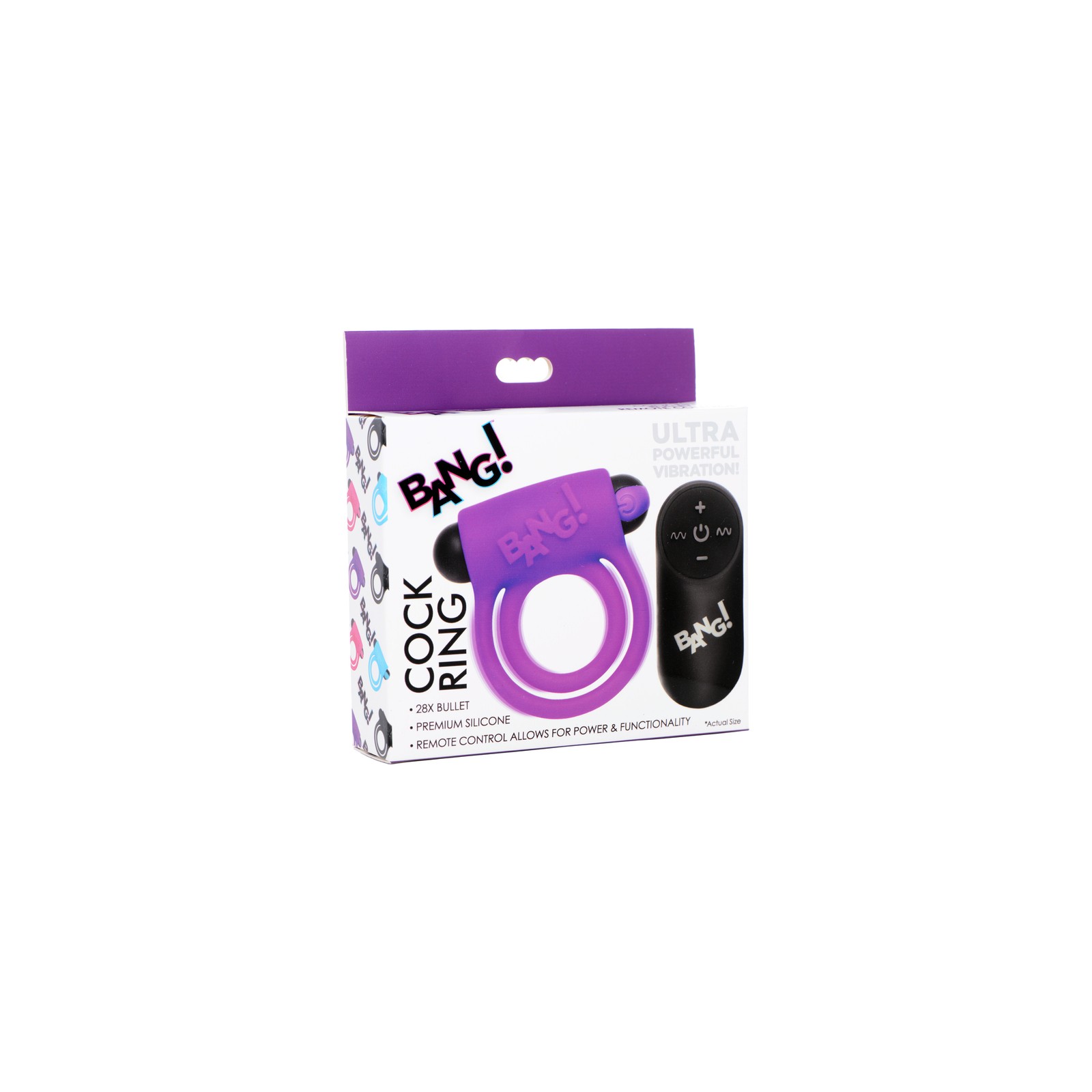 BANG! Silicone Cock Ring & Remote Control Bullet Purple