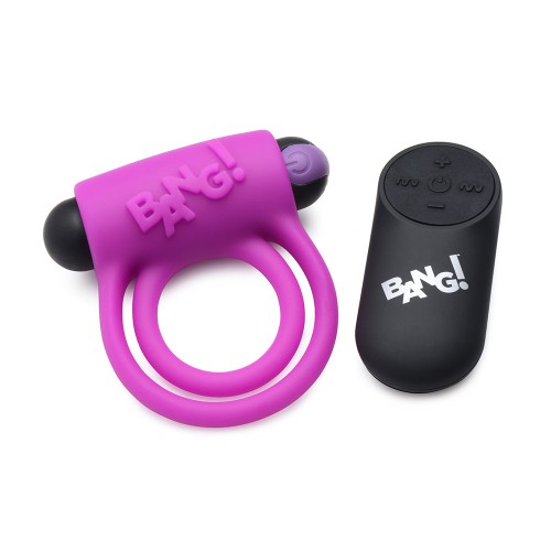 BANG! Silicone Cock Ring & Remote Control Bullet Purple