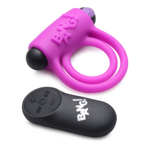 BANG! Silicone Cock Ring & Remote Control Bullet Purple