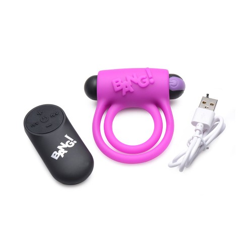 BANG! Silicone Cock Ring & Remote Control Bullet Purple