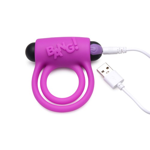 BANG! Silicone Cock Ring & Remote Control Bullet Purple