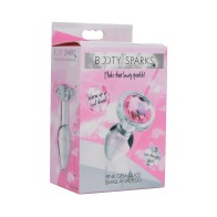 Plug Anal de Cristal con Gemas Rosadas Booty Sparks - Pequeño