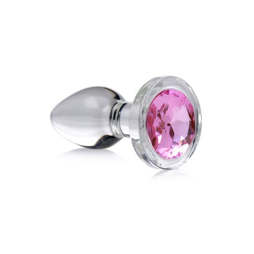 Booty Sparks Pink Gem Glass Anal Plug - Small