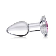 Booty Sparks Pink Gem Glass Anal Plug - Small