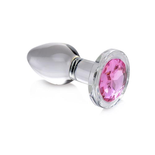 Booty Sparks Pink Gem Glass Anal Plug - Small