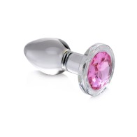 Booty Sparks Pink Gem Glass Anal Plug - Small