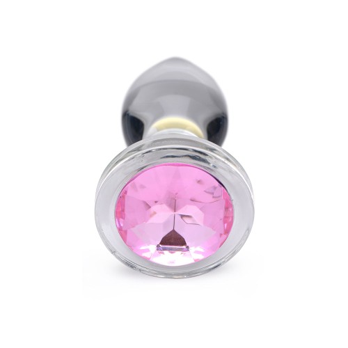 Plug Anal de Cristal con Gemas Rosadas Booty Sparks - Pequeño