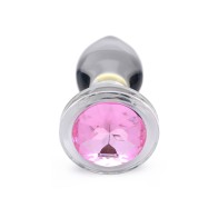 Booty Sparks Pink Gem Glass Anal Plug - Small