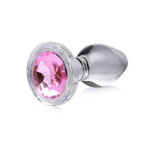 Booty Sparks Pink Gem Glass Anal Plug - Small