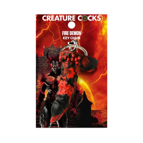 Creature Cocks Fire Demon Keychain - Fantasy Accessory