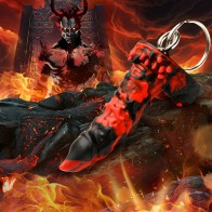 Creature Cocks Fire Demon Keychain - Fantasy Accessory