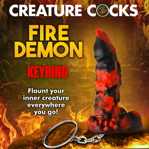 Creature Cocks Fire Demon Keychain - Fantasy Accessory