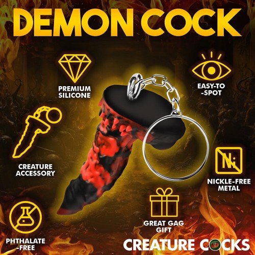 Creature Cocks Fire Demon Keychain - Fantasy Accessory