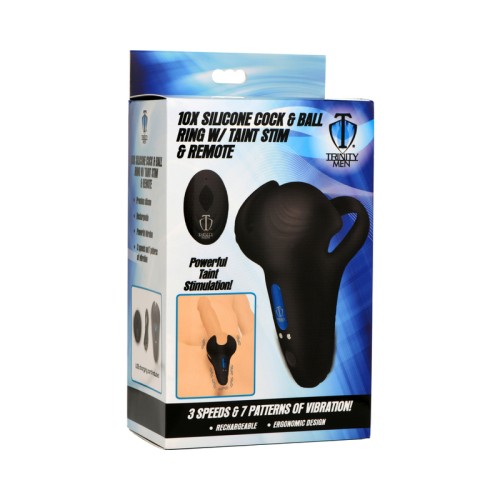 Trinity Men 10X Silicone Cock & Ball Ring with Remote