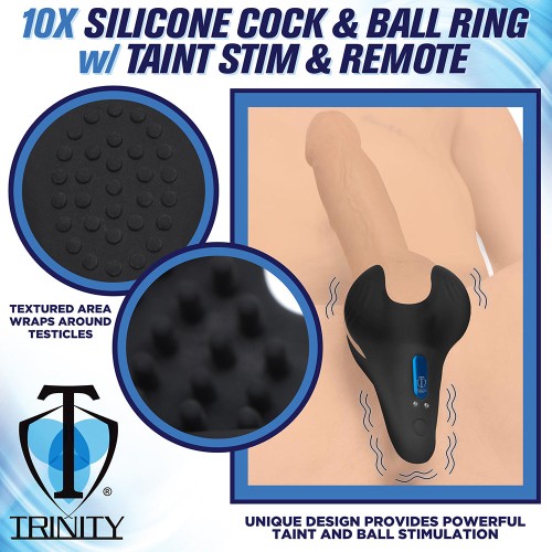 Trinity Men 10X Silicone Cock & Ball Ring with Remote