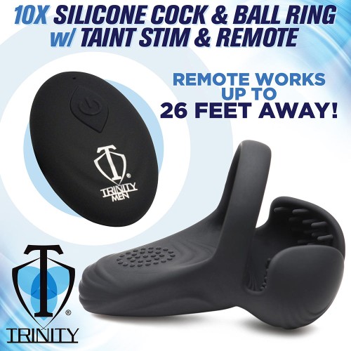 Trinity Men 10X Silicone Cock & Ball Ring with Remote