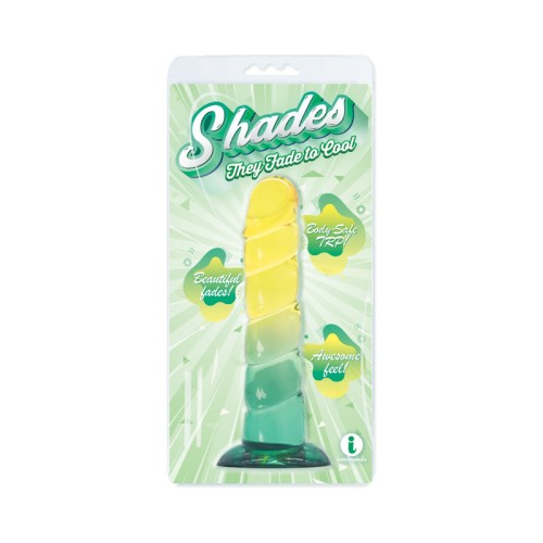 Shades Swirl Dildo 7.5 in. Yellow/Mint