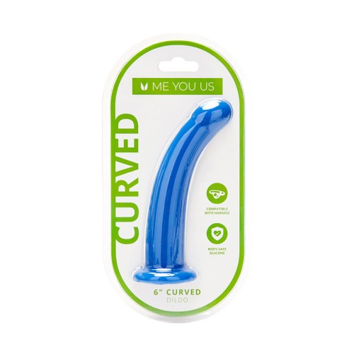 Dildo Curvado de Silicona Me You Us 6 in. Azul