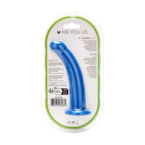 Dildo Curvado de Silicona Me You Us 6 in. Azul