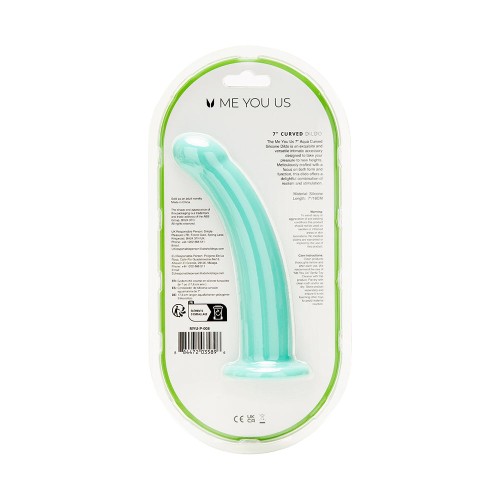 Me You Us 7 inch Curved Silicone Dildo Aqua