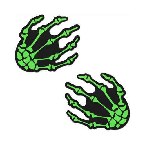 Pastease Zombie Neon Green Boney Hands Nipple Pasties