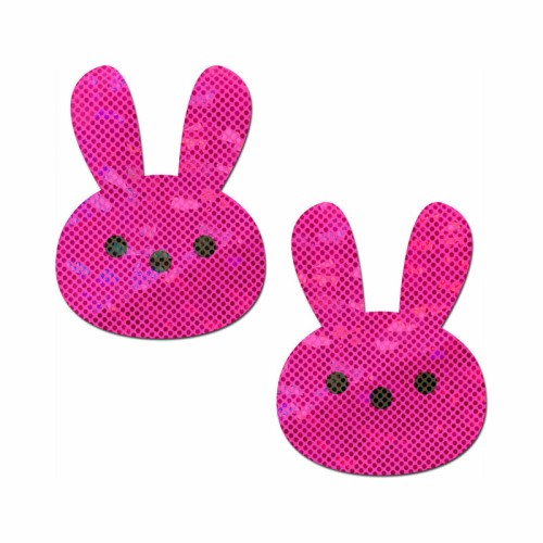 Playful Glittery Pink Bunny Nipple Pasties for Daring Looks