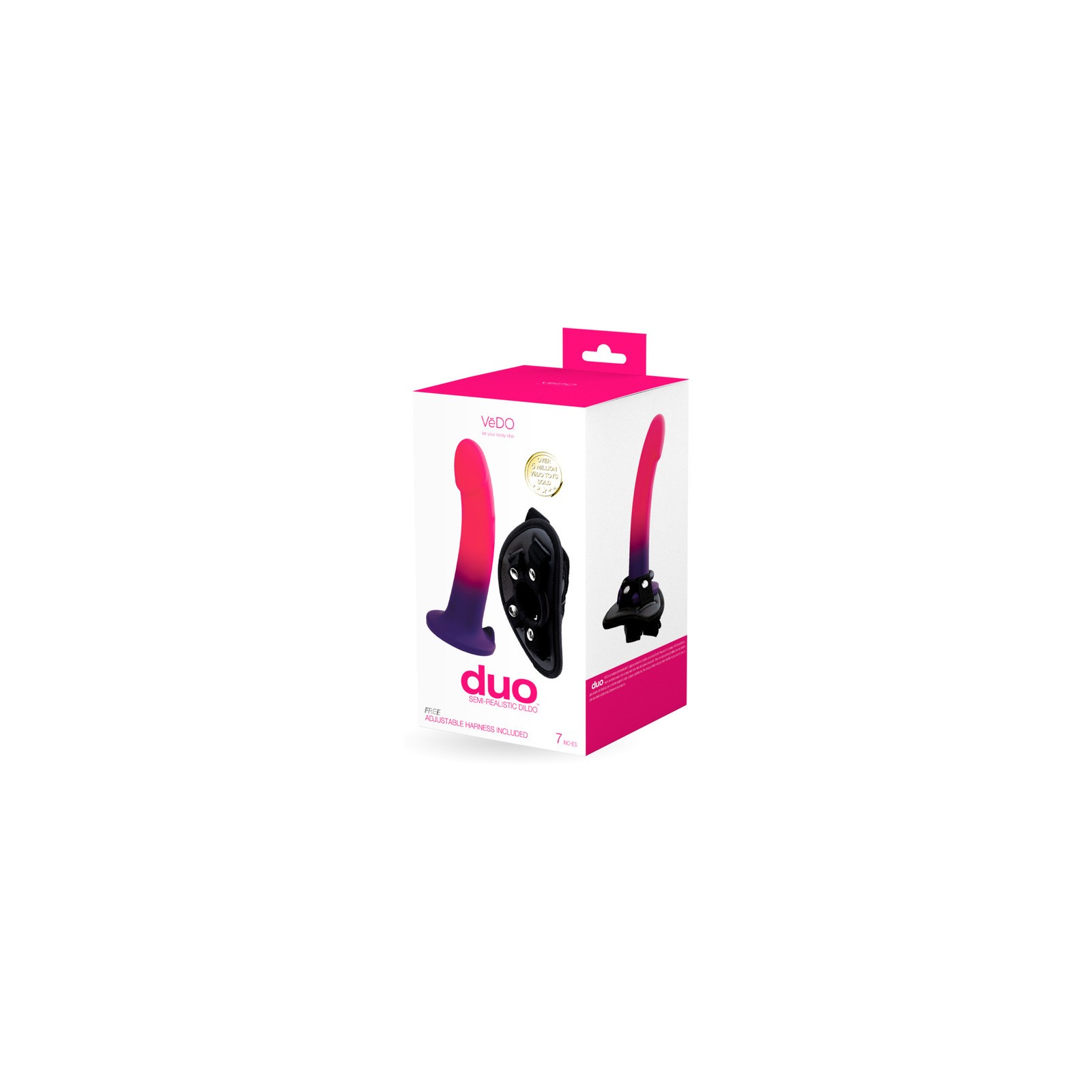 Dildo de Silicona VeDO Duo con Arnés Rosa/Púrpura