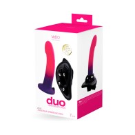 VeDO Duo Silicone Dildo with Harness Pink/Purple