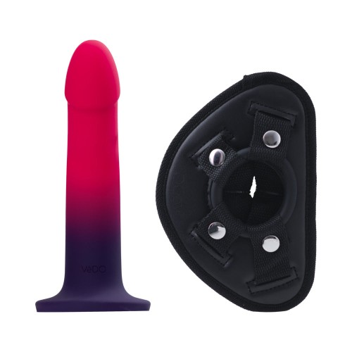 Dildo de Silicona VeDO Duo con Arnés Rosa/Púrpura