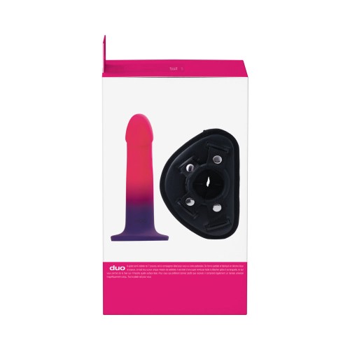 Dildo de Silicona VeDO Duo con Arnés Rosa/Púrpura