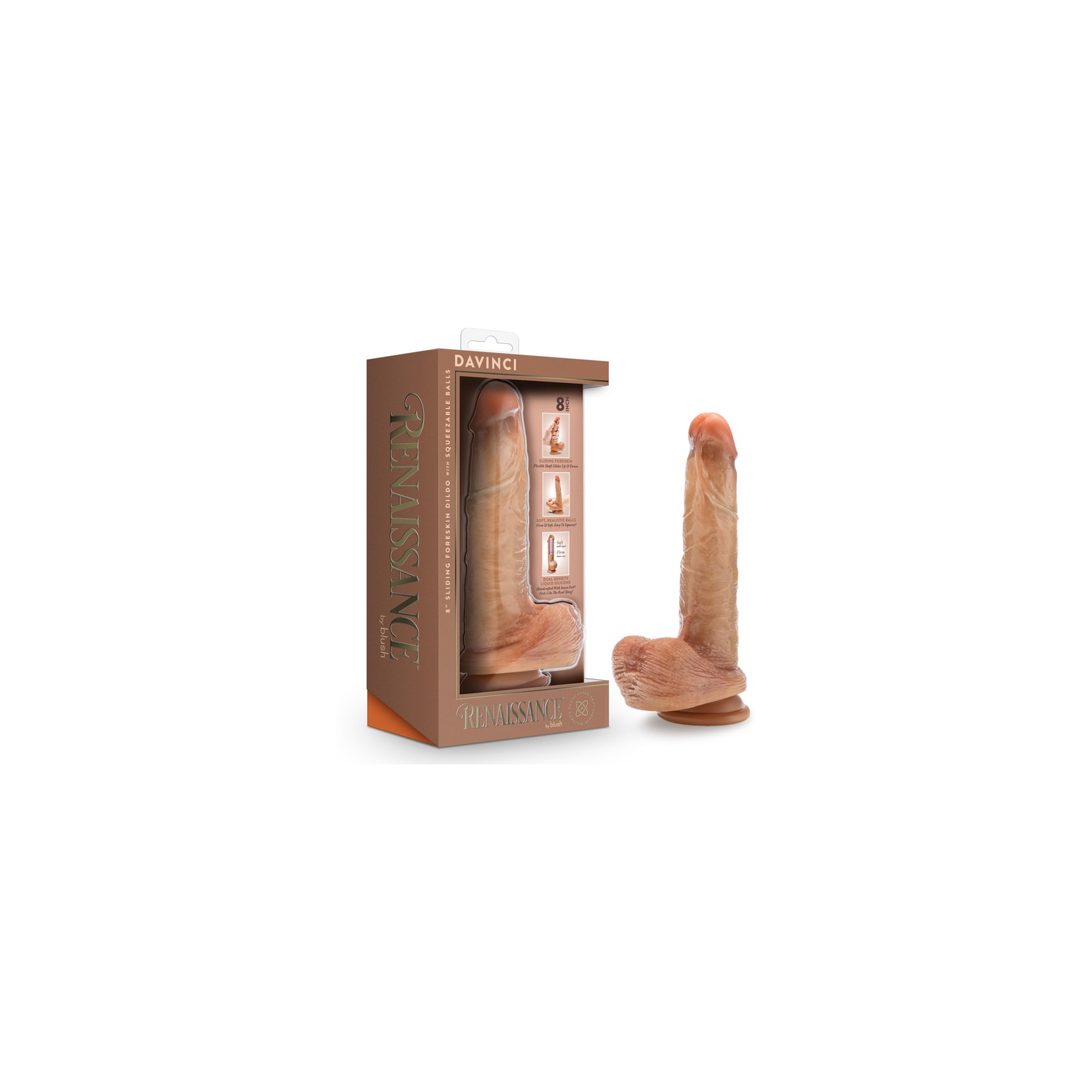 Renaissance DaVinci Sliding Foreskin Dildo - Tan