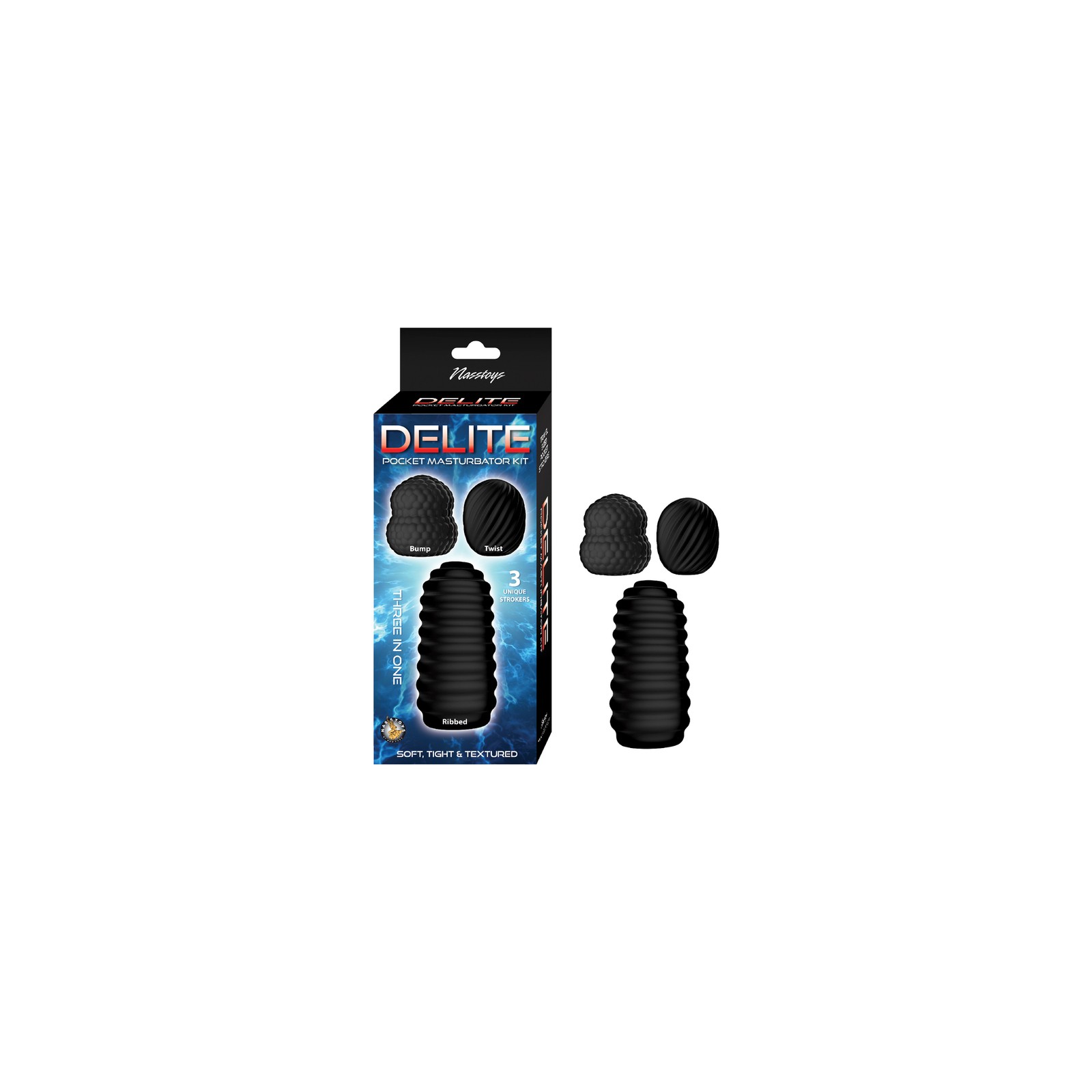 Delite Pocket Masturbator Kit Black