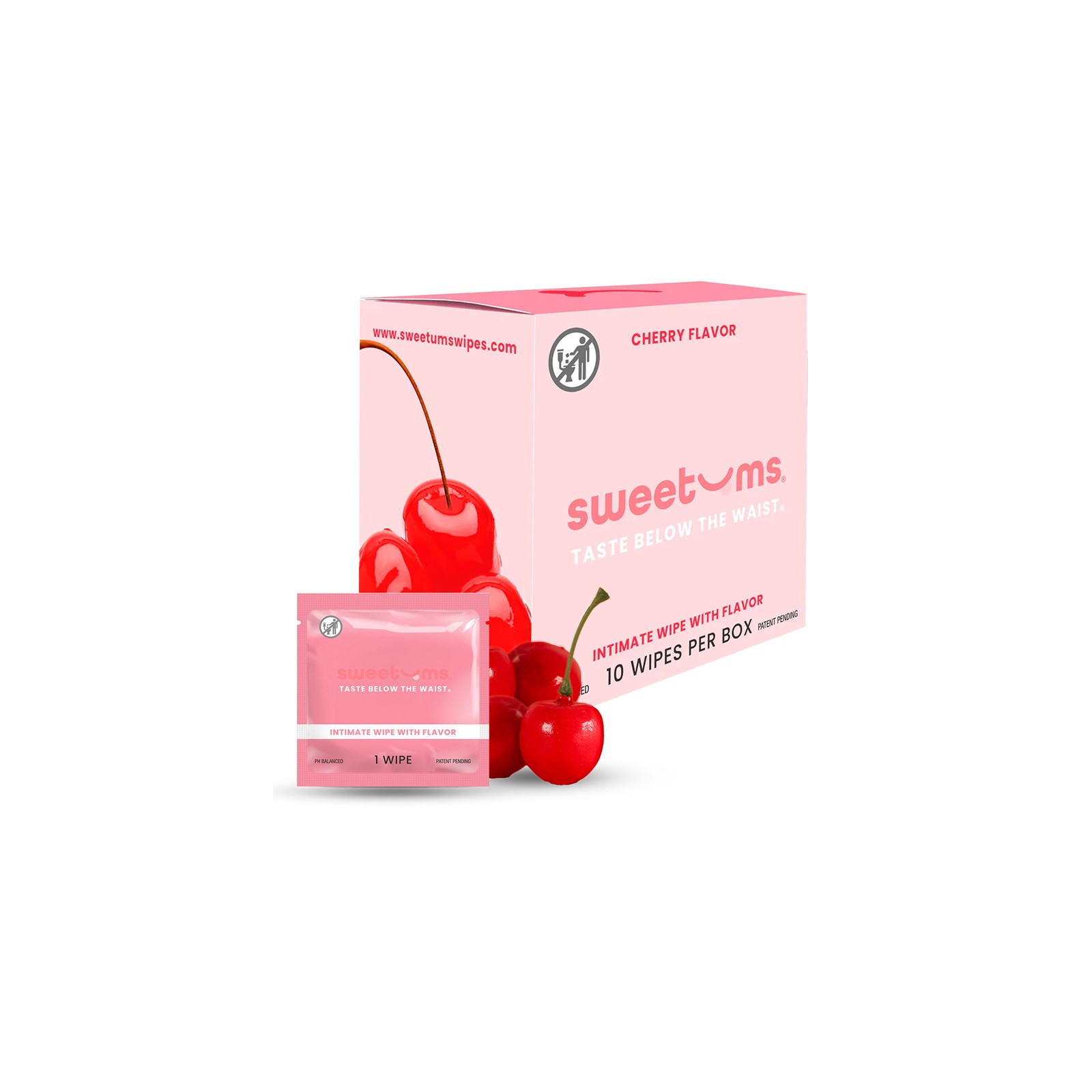 Sweetums Cherry Intimate Wipes 10-Pack