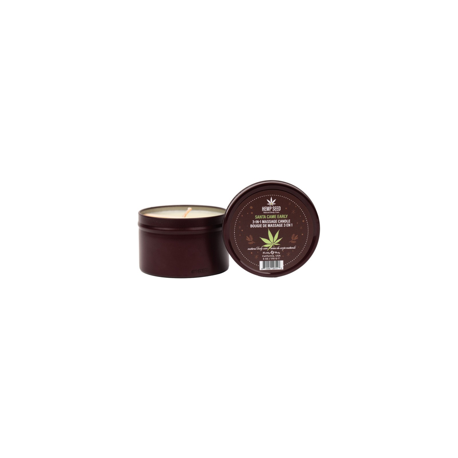 Earthly Body Hemp Seed Holiday Massage Candle - Aromatic Indulgence