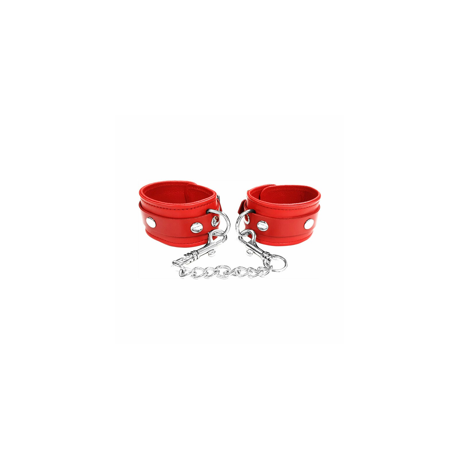 Rouge Plain Leather Ankle Cuffs Red