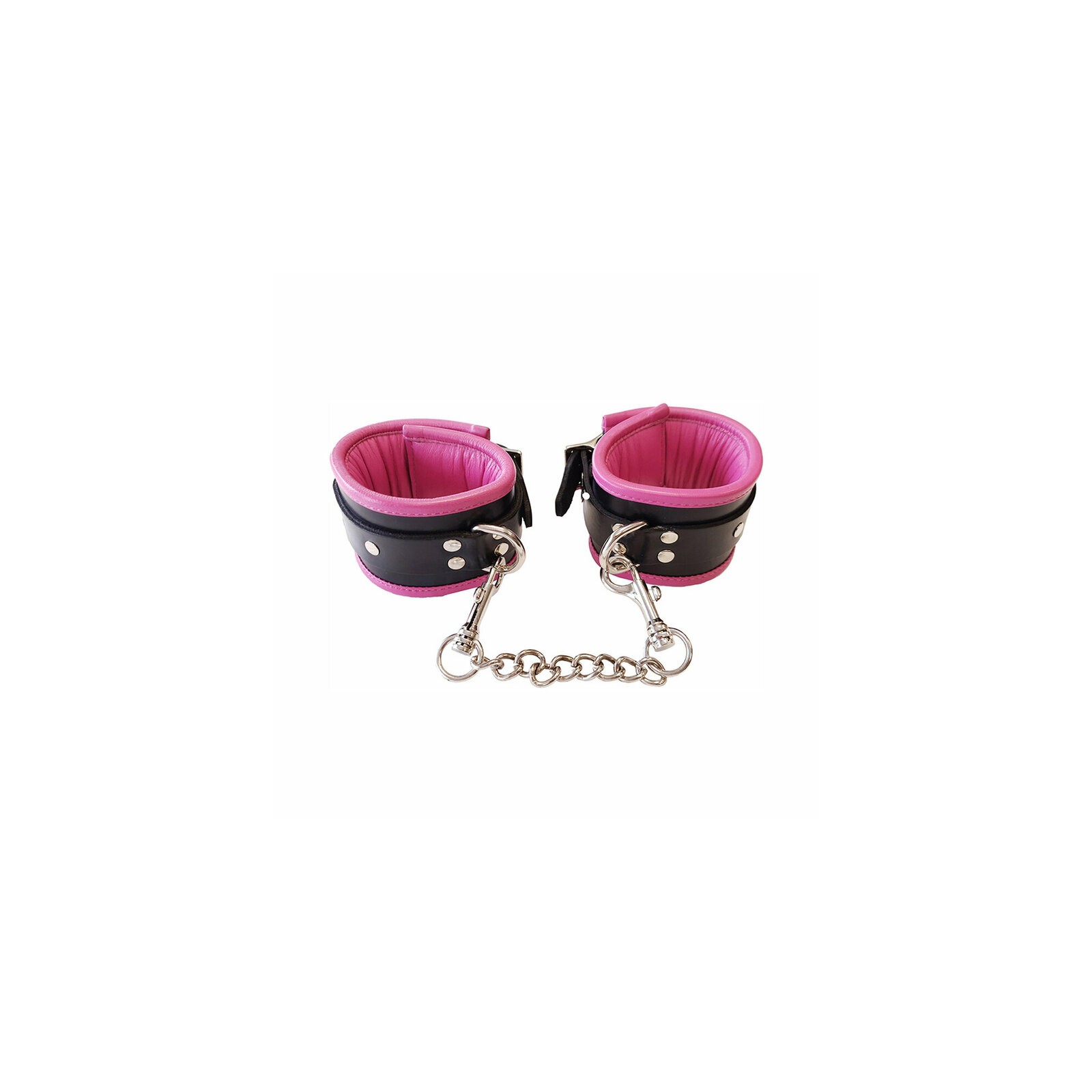 Rouge Leather Wrist Cuffs Black/Pink for BDSM