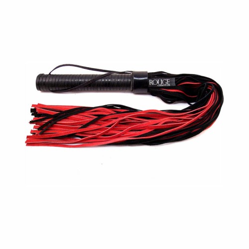 Flogger de Ante Rojo con Mango de Cuero para Juegos Sensuales