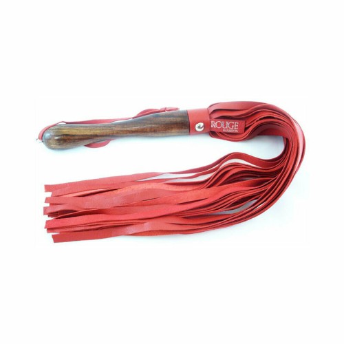 Flogger de Cuero con Mango de Madera Rojo