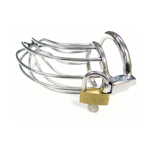 Rouge Stainless Cock Cage with Padlock for Chastity Play