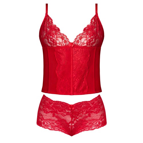 Magic Silk Sugar High Plunge Bustier Set in Red