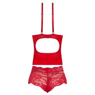 Magic Silk Sugar High Plunge Bustier Set in Red