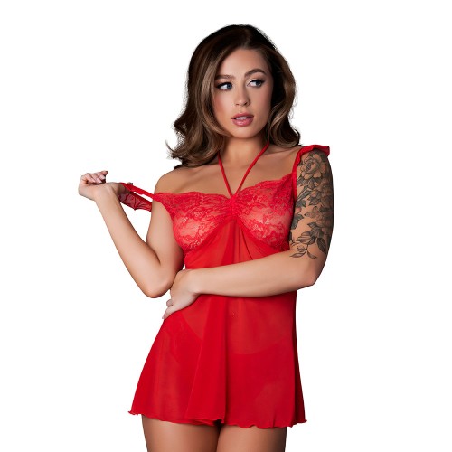 Magic Silk Sugar High Babydoll & Thong Set Red S/M