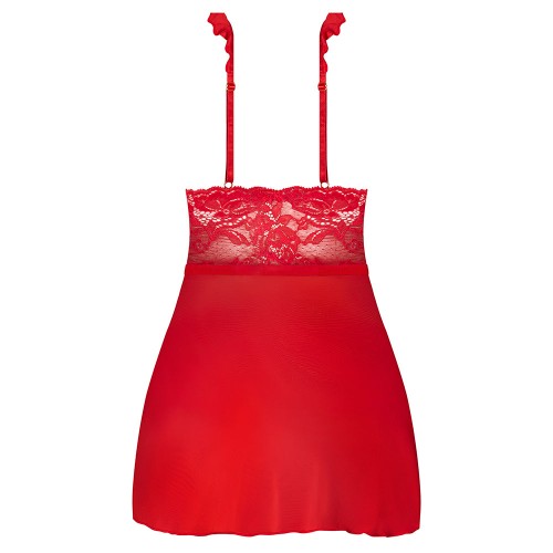 Conjunto Babydoll y Thong Sugar High Magic Silk Rojo L/XL