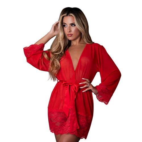 Magic Silk Red 3/4 Sleeve Robe for Ladies