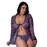 Conjunto de Chaqueta y Tanga Tie Front Atrevida